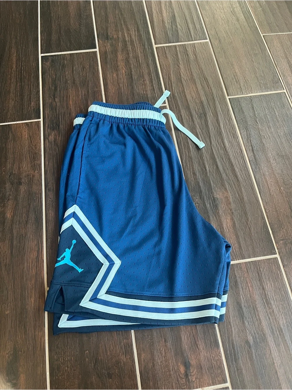 Jordan Men’s Navy Blue Basketball Shorts with Light Blue Trim